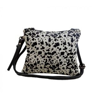 Myra Dalmatian print hairon and leather crossbody